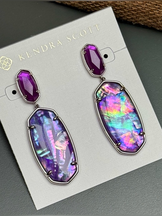 Kendra Scott Jewelry - Kendra Scott Statement Elle Silver Earrings in Lilac Abalone with Purple MOP